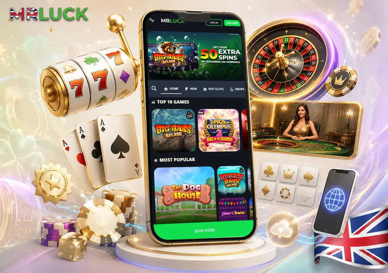 Mr Lucky Casino games library presented as a polished mix of slots and live play