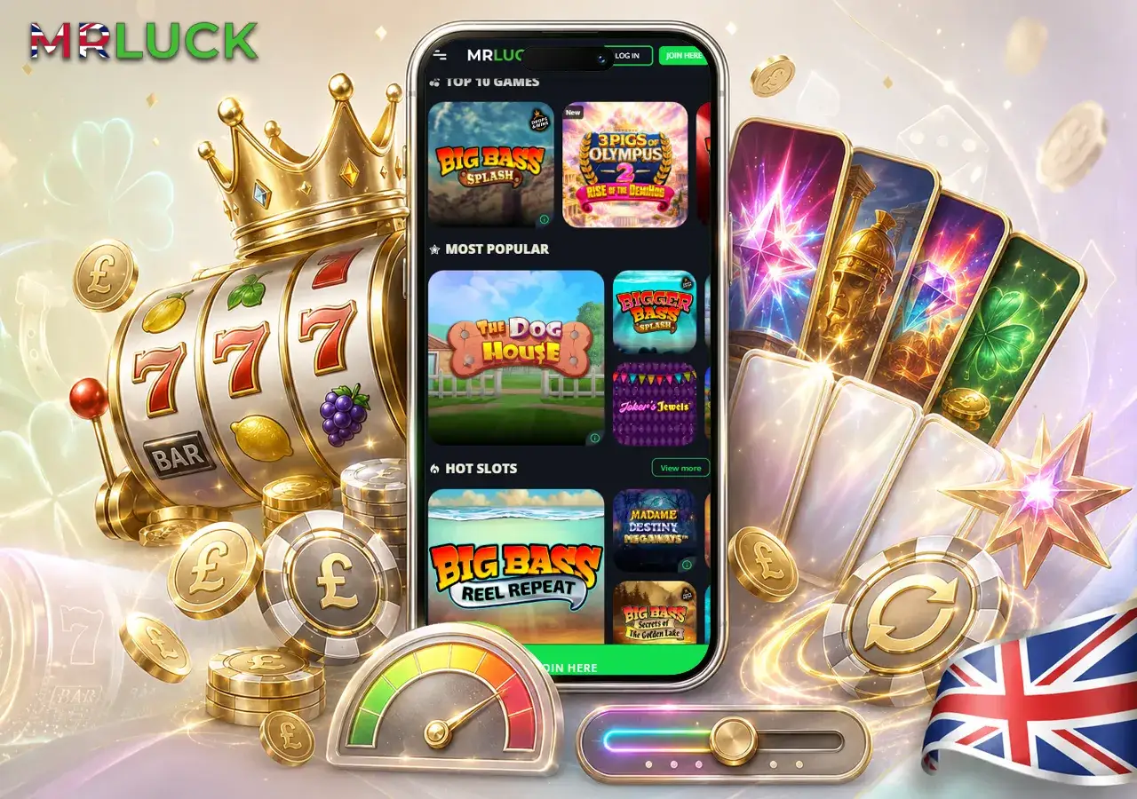 New UK slots displayed in a vibrant jackpot-style mobile casino scene